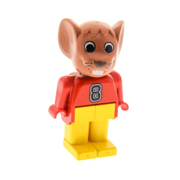1 x Lego System Fabuland Figur Tier Maus 2 fabuland braun Maximilian Torso rot mit 8 bedruckt Beine gelb mouse Set 3683 3719 3663 3668 3659 fab9b