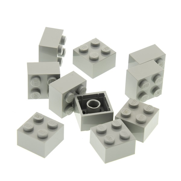 10x Lego Bau Stein alt-hell grau 2x2 Basis Basic 6223 35275 3003