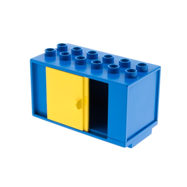 1x Lego Duplo Eisenbahn Aufsatz 6x3 blau B-Ware abgenutzt bedruckt gelb 2029pb01