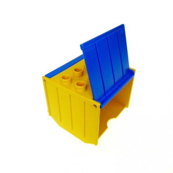 1x Lego Duplo Eisenbahn Aufsatz gelb blau Zug Container Güter Klappe 6395 6396