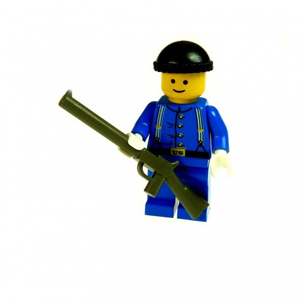 1 x Lego System Figur Kavallerie Soldat blau mit Gewehr Wild West Western 
