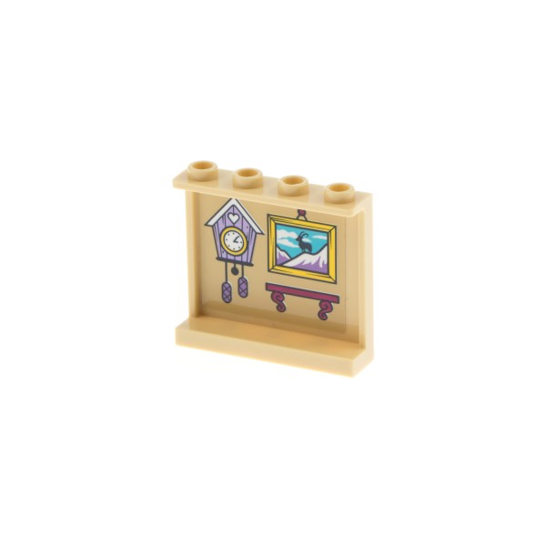 1x Lego Panele 1x4x3 beige Seitenstützen Wand Kuckucks Uhr 41323 60581pb156