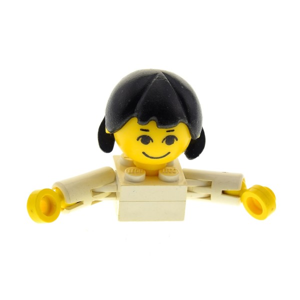 1 x Lego System Homemaker Großkopf Figur Frau Mutter Kind Mädchen Torso weiss Gesicht mit Augenbrauen Arme kurz Haare lang ohne extra Halterung 1075 x196 685px4c01