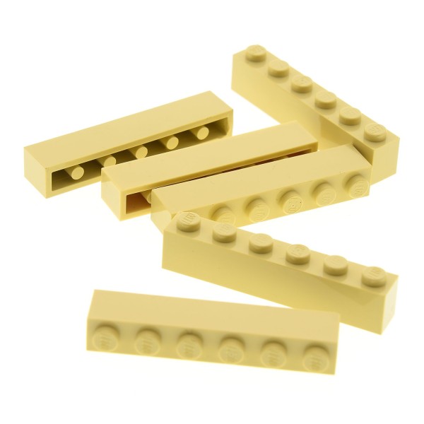 6 x Lego System Basis Bau Stein tan beige 1x6 Star Wars Harry Potter Ninjago Burg Schloss Set 71006 7194 60200 70620 75222 10211 71043 4112982 3009