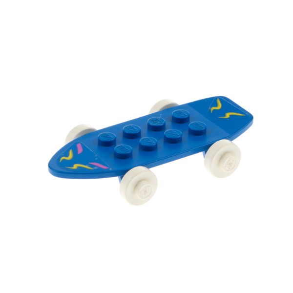 1x Lego Fabuland Figuren Zubehör Skateboard blau Räder weiß Sticker 2146c02pb01
