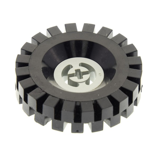 1x Lego Technic Rad schwarz 17x43 Felge alt-hell grau voll Gummi 3634 3482c03