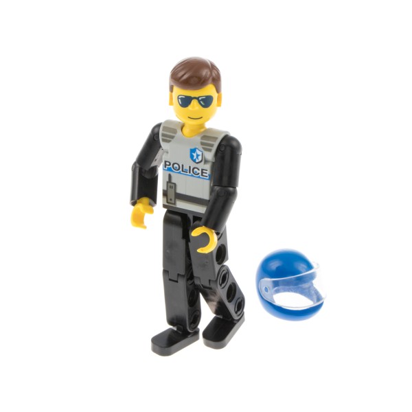 1x Lego Technic Figur Mann Polizist grau schwarz Stern Helm blau 8230 tech029a