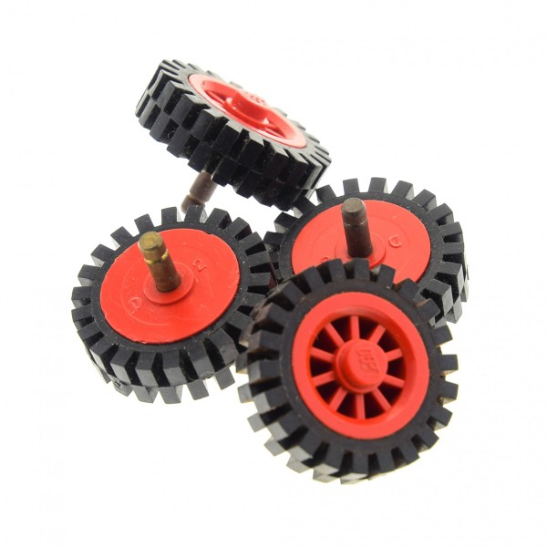 4x Lego Rad Speichen Felge rot Reifen Profil Pin gelb Auto 3483 bb0019c02