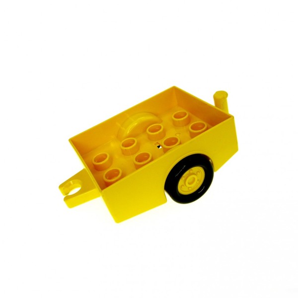 1x Lego Duplo Anhänger B-Ware abgenutzt gelb klein Auto Wagen Räder gelb 6505