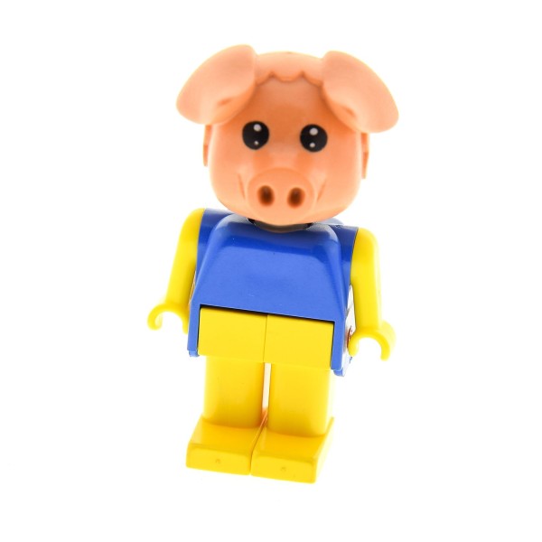 1 x Lego System Fabuland Figur Tier Schwein 1 rosa the Pig Torso blau Beine gelb Set 352 3615 fab11a