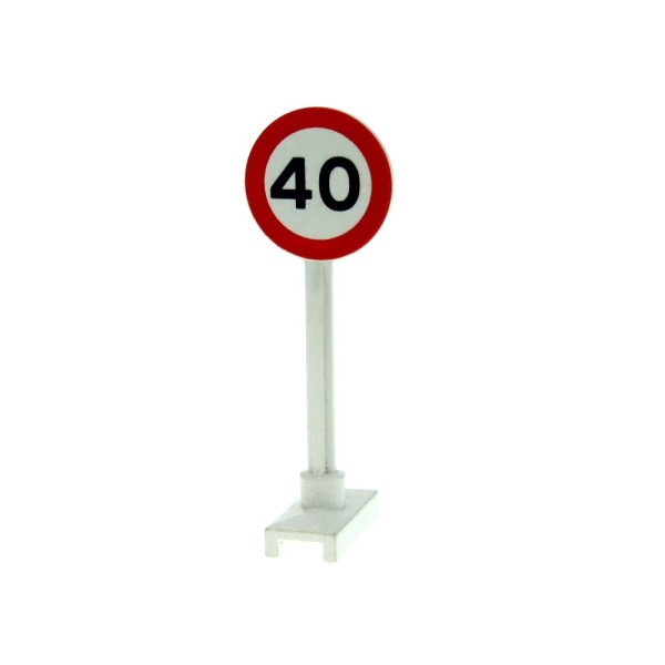 1x Lego Verkehrs Straßen Schild rund weiß rot Zeichen 40 Limit Set 6549 14pb04