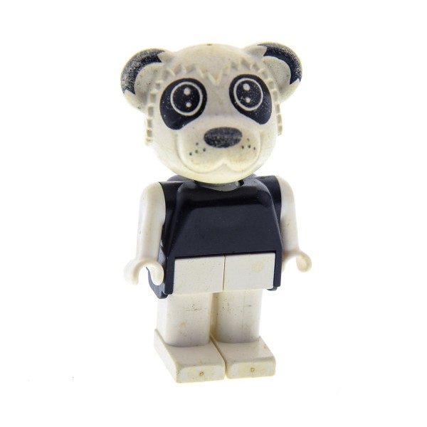 1 x Lego System Fabuland Figur B-Ware abgenutzt Tier Panda Bär 1 Perry weiss Torso schwarz Beine weiss 3628 fab10a