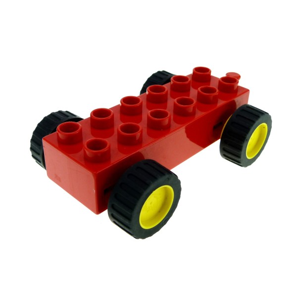1x Lego Duplo Fahrzeug Auto rot gelb 2x6 Rückzieh Motor Funktion duppull