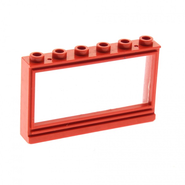 1x Lego Fenster rot 1x6x3 Panorama Scheibe transparent weiss mit 2 Löcher 604c01
