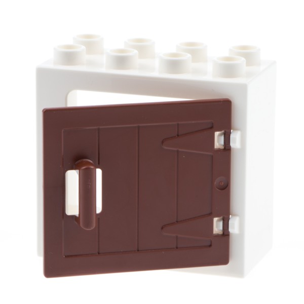 1x Lego Duplo Fenster Rahmen klein 2x4x3 weiß Tür 1x4x3 rot braun 87653 61649