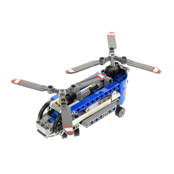 1 x Lego Technic Set Modell für Airport 42020 Twin-rotor Helicopter Helicopter Hubschrauber blau grau Technik incomplete unvollständig 
