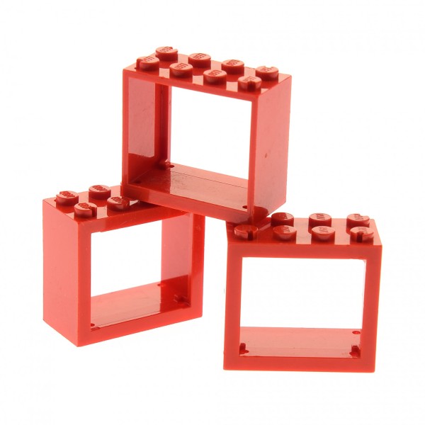 3x Lego Fenster Rahmen rot 2x4x3 7903 1874 6486 9302 4528164 4132
