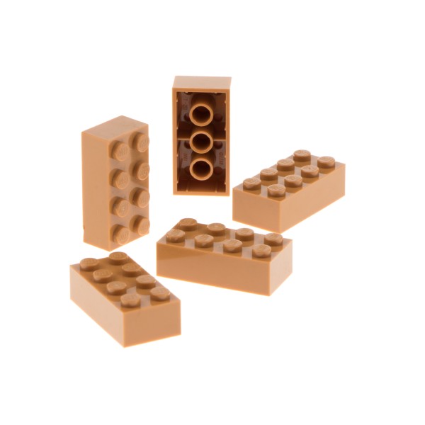 5x Lego Bau Stein 2x4x1 medium nougat hell braun Basic 15589 54534 72841 3001