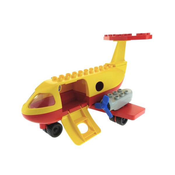 1x Lego Duplo Flugzeug groß B-Ware abgenutzt rot gelb Jumbo Jet 2150c03