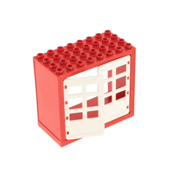 1x Lego Duplo Gebäude Scheune 4x8x6 B-Ware abgenutzt rot weiß schmal 2208 6432