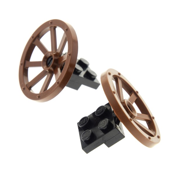 2x Lego Rad groß braun 33mm D. Wagenrad Speiche Platte Kutsche 4488 4489a