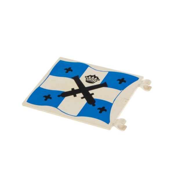 1x Lego Fahne 6x4 B-Ware abgenutzt creme weiß blau bedruckt Krone 2525px2