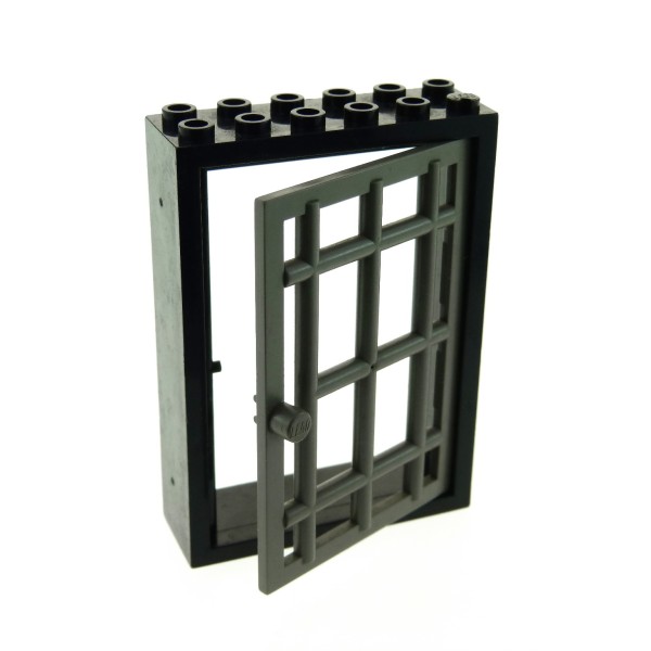 1x Lego Tür Rahmen 2x6x7 schwarz Fenster Gitter Tor alt-dunkel grau 4611 4071