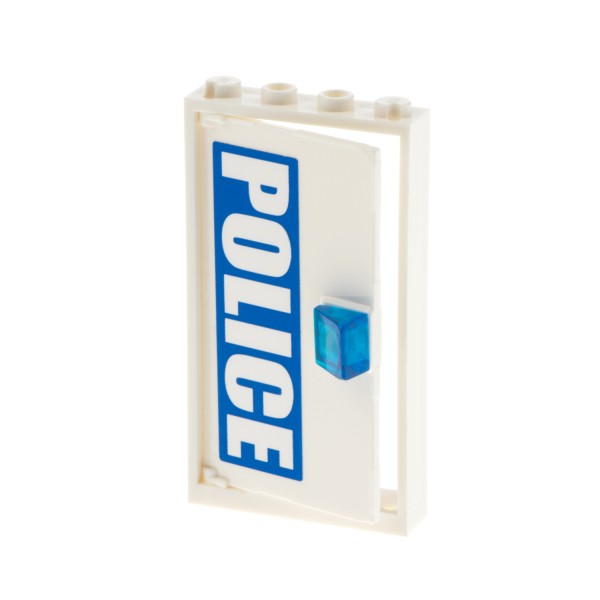 1x Lego Tür Rahmen 1x4x6 weiß Türblatt Scheibe POLICE rechts 60616pb002R 60596 
