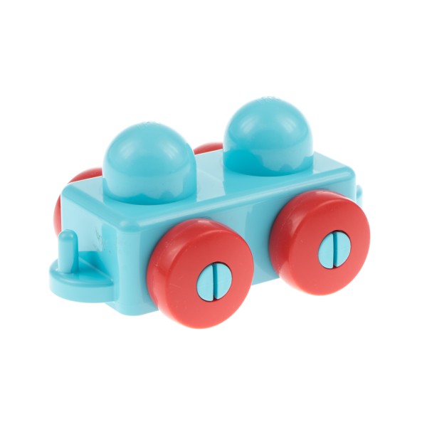 1x Lego Duplo Primo Auto Fahrzeug Wagen hell blau Rad rot Baustein 31605c02
