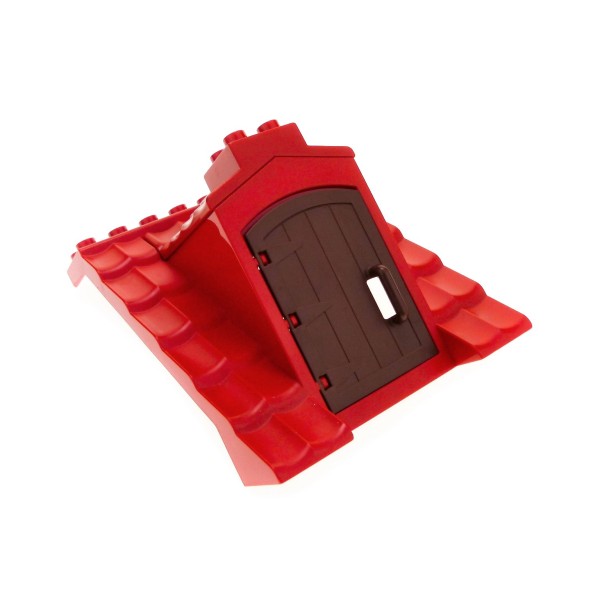 1x Lego Duplo Dach groß B-Ware abgenutzt 8x8x8 rot Tür braun 51288 51384c01