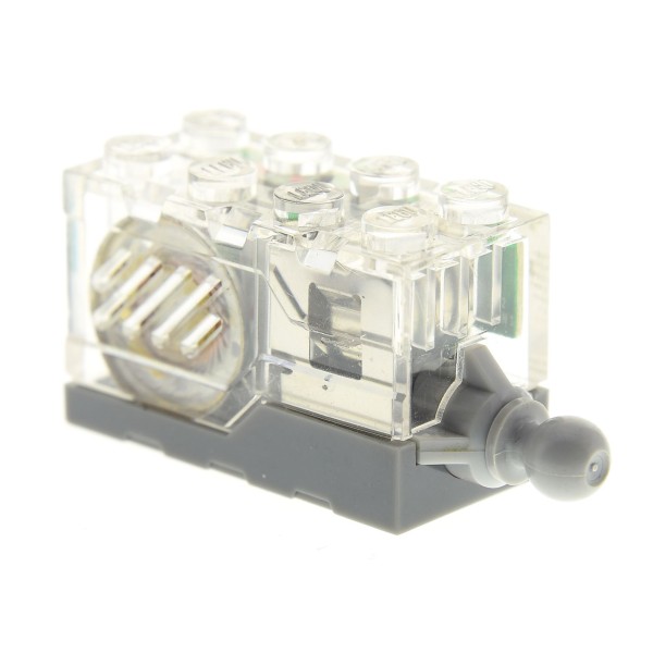 1 x Lego System Electric Sound & Light Modul Stein transparent weiss 2x4x2 neu-dunkel grau Klaxon Alarm Geräusch mit Pin geprüft Set 8634 55206c03