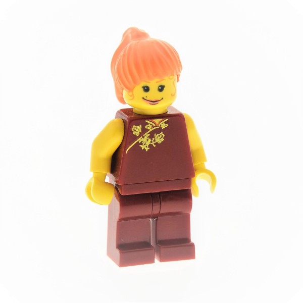 1 x Lego System Figur Frau Spider - Man 1 Mary Jane 1 Torso dunkel rot Orientalisches Blumen Muster gold doppel Gesicht Haare Zopf orange 1374 x104 973px154c01 spd004