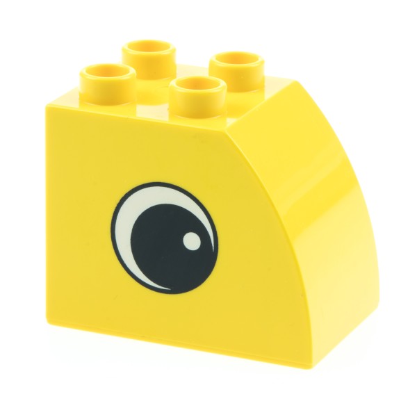 1x Lego Duplo Bau Stein gelb gewölbt bedruckt Auge weiß umrandet 11344pb001