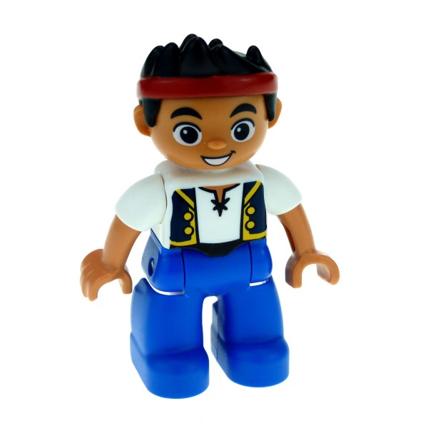 1 x Lego Duplo Figur Mann blau B-Ware abgenutzt Junge Jake Piraten 47394pb162