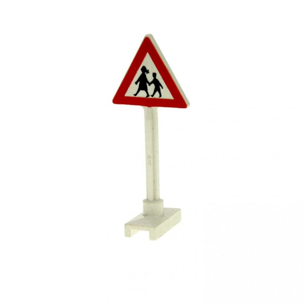 1x Lego Verkehrs Straßen Schild Dreieck rot weiß Zeichen Achtung Kinder 649pb07