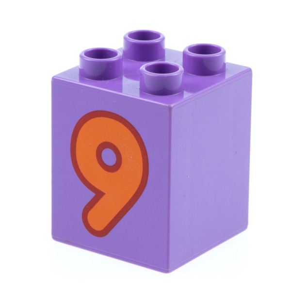 1x Lego Duplo Basic Stein 2x2x2 hell lavendel bedruckt Nr.9 orange 31110pb081