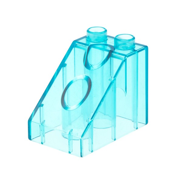 1x Lego Duplo Glas Stein B-Ware abgenutzt 3x2x2 transparent hell blau 63871