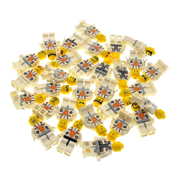 5 x Lego System City Mini Figuren Astronaut Space Weltraum Torso weiss orange Mars Mission ohne Zubehör zufällig gemischt 