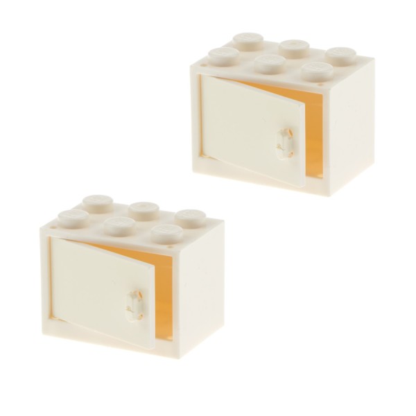 2x Lego Schrank creme weiß 2x3x2 Tür Kiste Box Container 4533 4532a