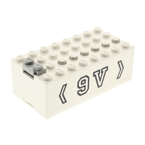 1x Lego Elektrik Batteriekasten 9V 8x4 creme weiß Box bedruckt geprüft 4760c01pb02