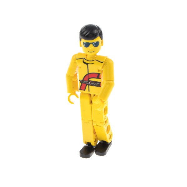 1x Lego Technic Figur Mann gelb rot Logo Rennfahrer Sonnenbrille 8457 tech032
