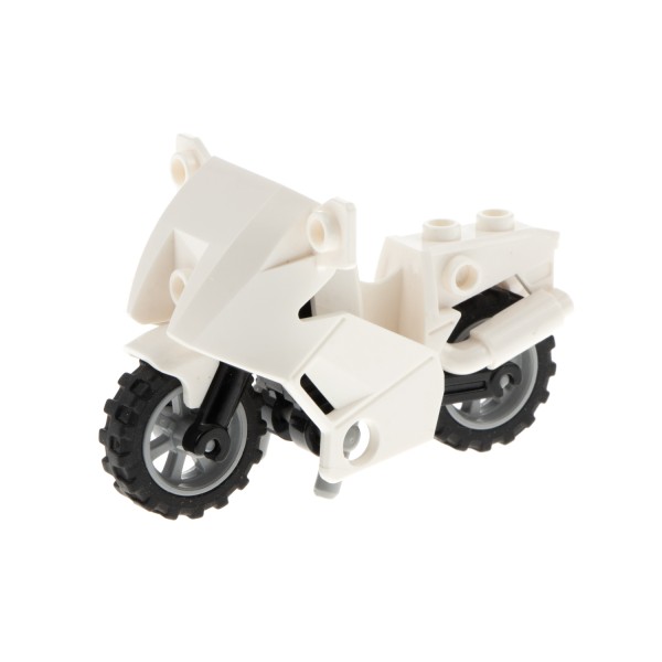 1x Lego Motorrad City weiß Räder hell grau mit Ständer Polizeimotorrad 52035c01