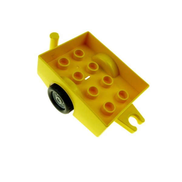 1x Lego Duplo Anhänger gelb klein kurz PKW Auto Wagen Trailer Räder grau 6505
