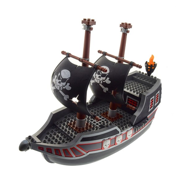 1 x Lego Duplo Piraten Schiff B-Ware abgenutzt gross schwarz Boot ohne Figuren Herrscher der Meere 7880