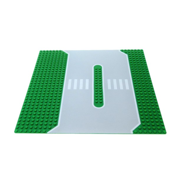 1x Lego Bau Platte 32x32 Straße grün grau Verkehrsinsel Fußgängerübergang 309px1