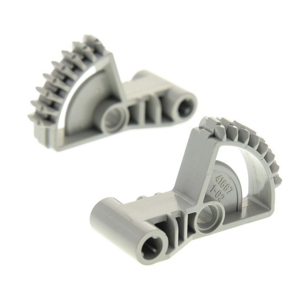 2 x Lego Bionicle Zahnstange Arm Winkel alt-hell grau 2x5 für Technic mit 1/4 8 Zähne Zahnrad Rack für Set 10076 41667