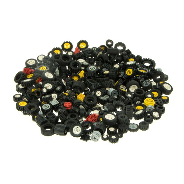 0,96 kg Lego Räder Großpack Set Reifen Felgen klein schwarz Auto Rad Mischung