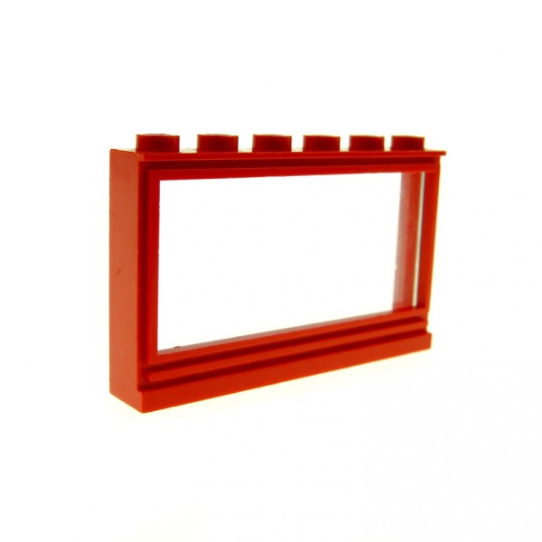 1 x Lego System Fenster rot transparent weiss 1 x 6 x 3 Panorama Haus Window (alte Form) Rahmen 70er Jahre 604ac01