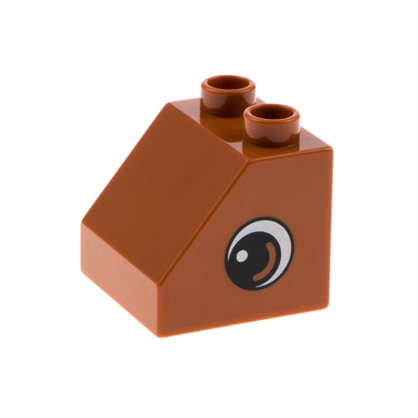 1x Lego Duplo Motiv Dach Stein dunkel orange 2x2x1 Auge beidseitig 6474pb33