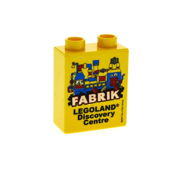 1 x Lego Duplo Motivstein Sonderstein Sammelstein gelb 1x2x2 bedruckt Legoland Discovery Centre FABRIK 2015 76371*